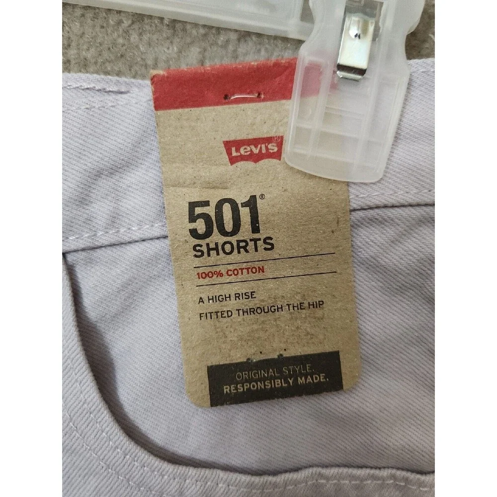 Levi's 501 Cotton High-Rise Denim Shorts Womens 31 Lilac Purple Raw Hem NEW - Picture 5 of 11